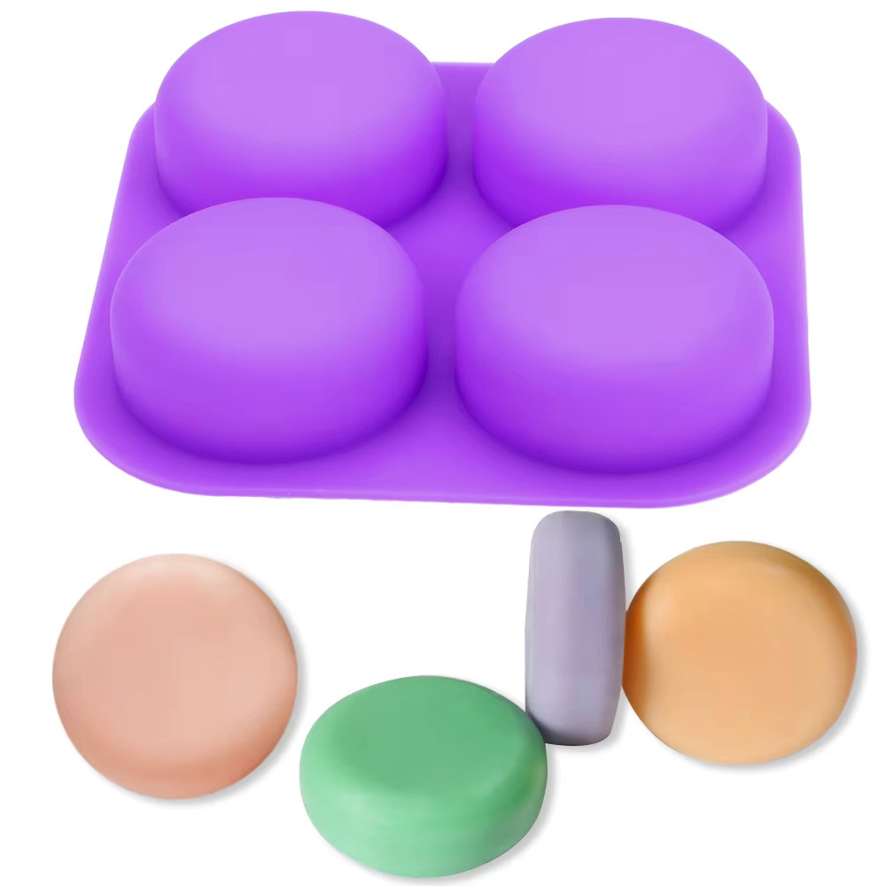Soap Making Tools - 1-2 ชิ้น แม่พิมพ์ซิลิโคนทรงกลม 4 ช่อง ใช้ซ้ำได้