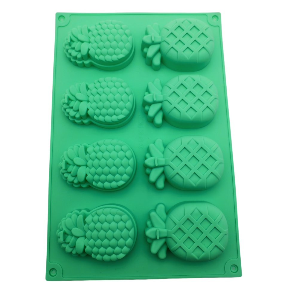 Soap Making Tools - แม่พิมพ์เค้กซิลิโคนรูปสับปะรด 8 หลุม เกรดอาหาร สำหรับทำมูส สบู่ทำมือ